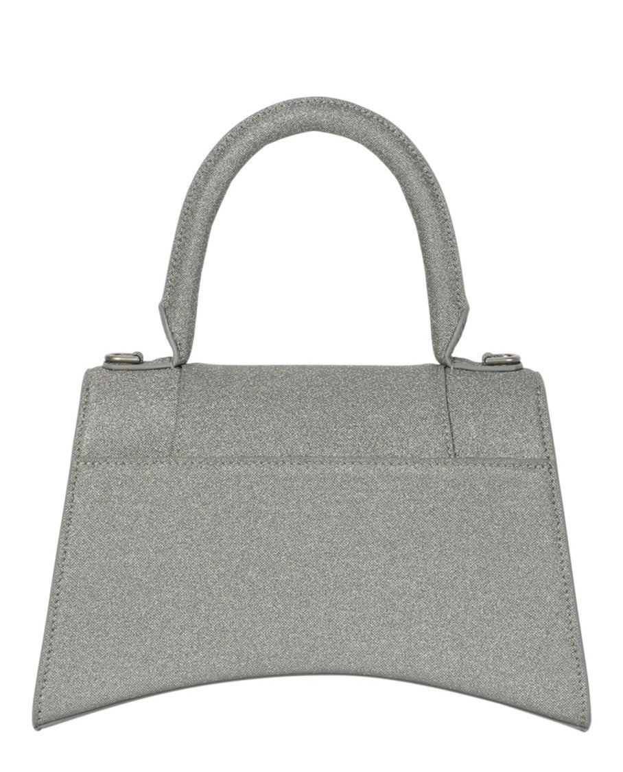 Balenciaga Hourglass Glitter Handbag With Silver-Tone Hardware And Flap Closure