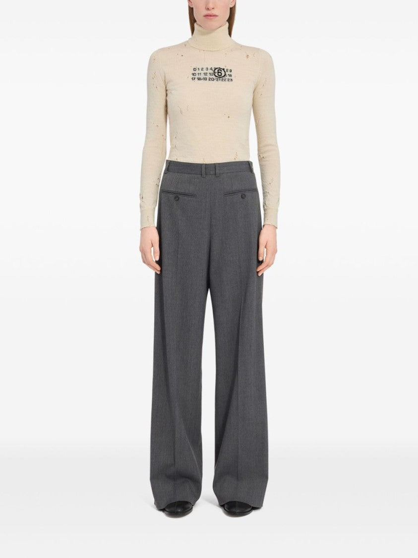 Mm6 By Maison Margiela Wide-Leg Trousers With High Waist
