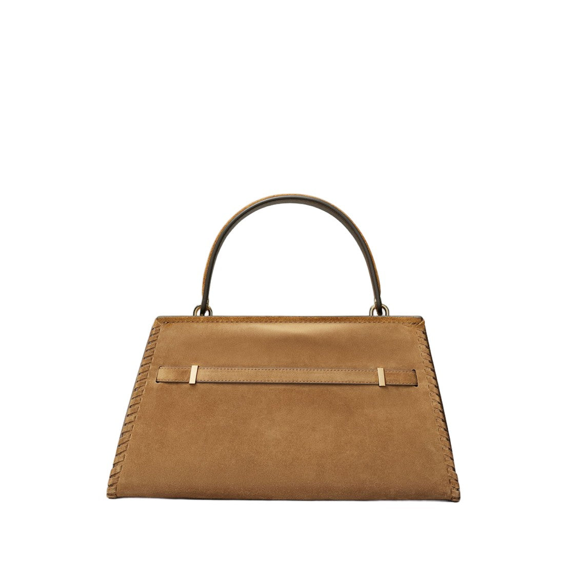 Tory Burch Fringed Structured Suede Handbag With Multi-Compartment Design