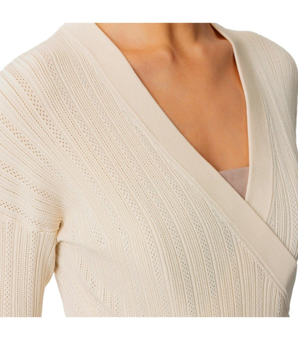 Elisabetta Franchi Butter Knitted Top With V-Neck