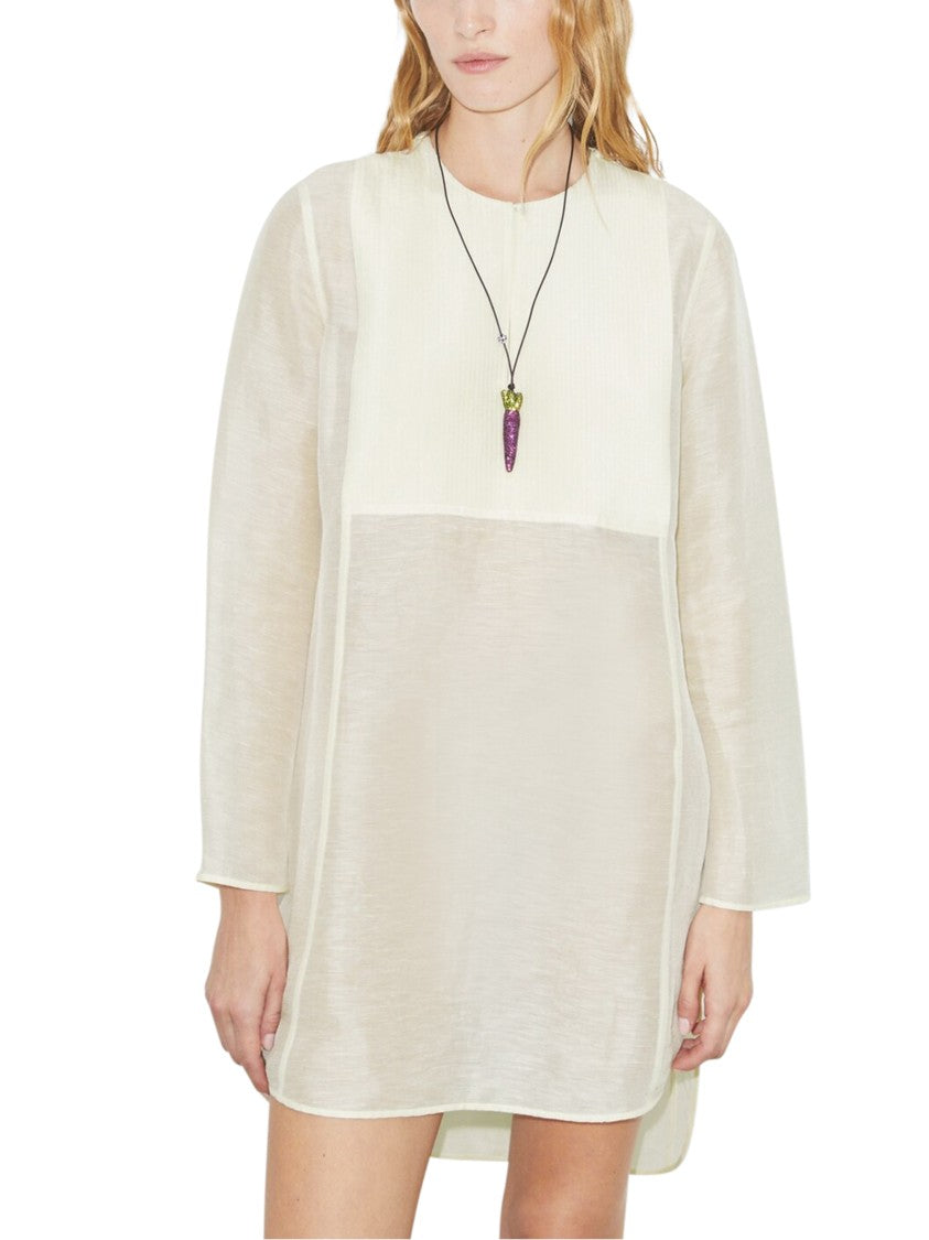 Tory Burch Silk Linen Tunic Dress With Subtle Ribbed Detail