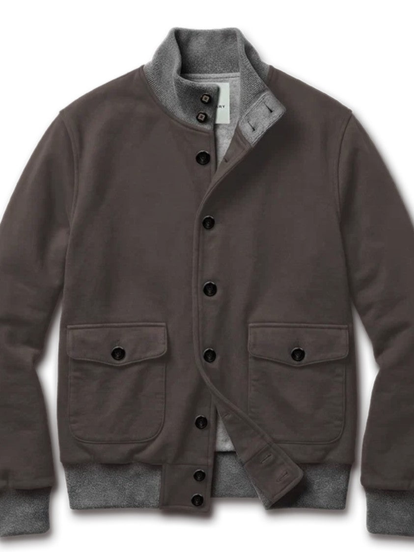 Blusonary Structured Brown Blouson Jacket With Contrasting Ribbed Details
