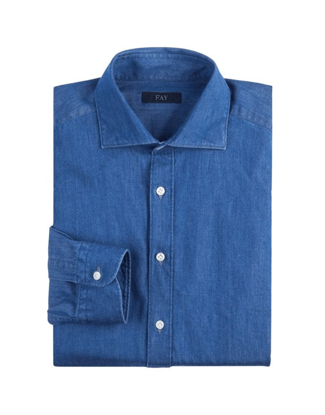 Fay Medium Blue Denim Shirt