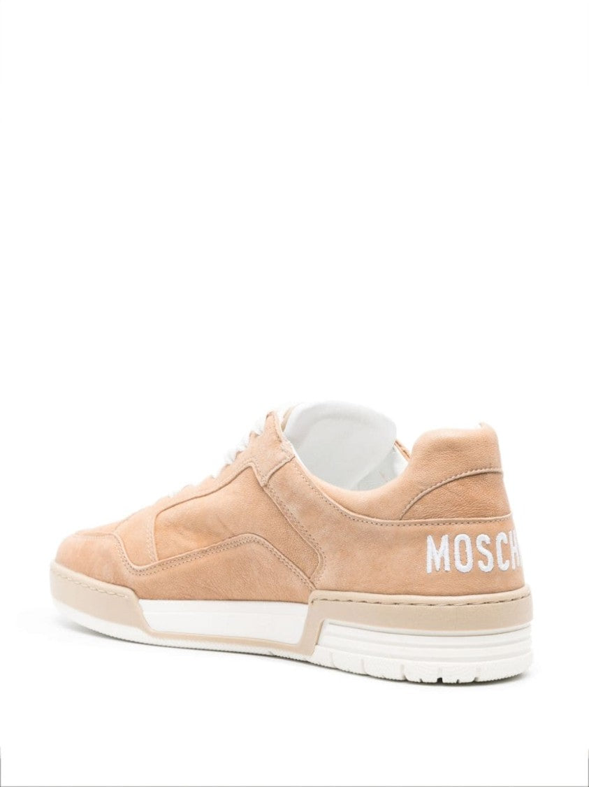Moschino Beige Sheepskin Leather Sneakers