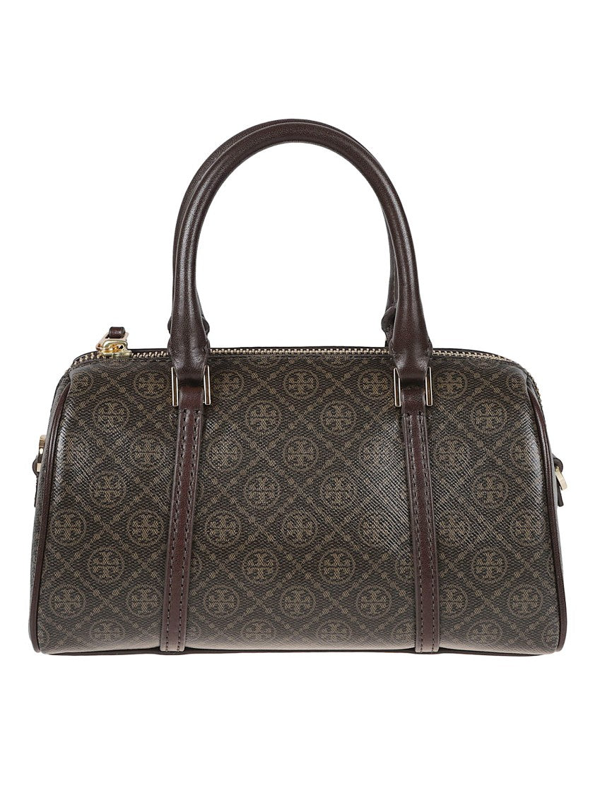Tory Burch Cylindrical Structured Handbag With Textured Emblem Design