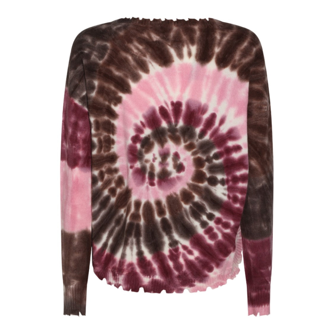 Kujiten Tie-Dye Lettuce-Edge Trim Knit Sweater