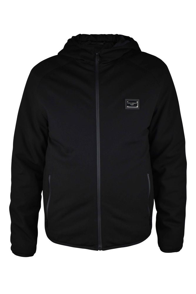 Dolce & Gabbana Hooded Black Vest In Stretch Technical Jersey