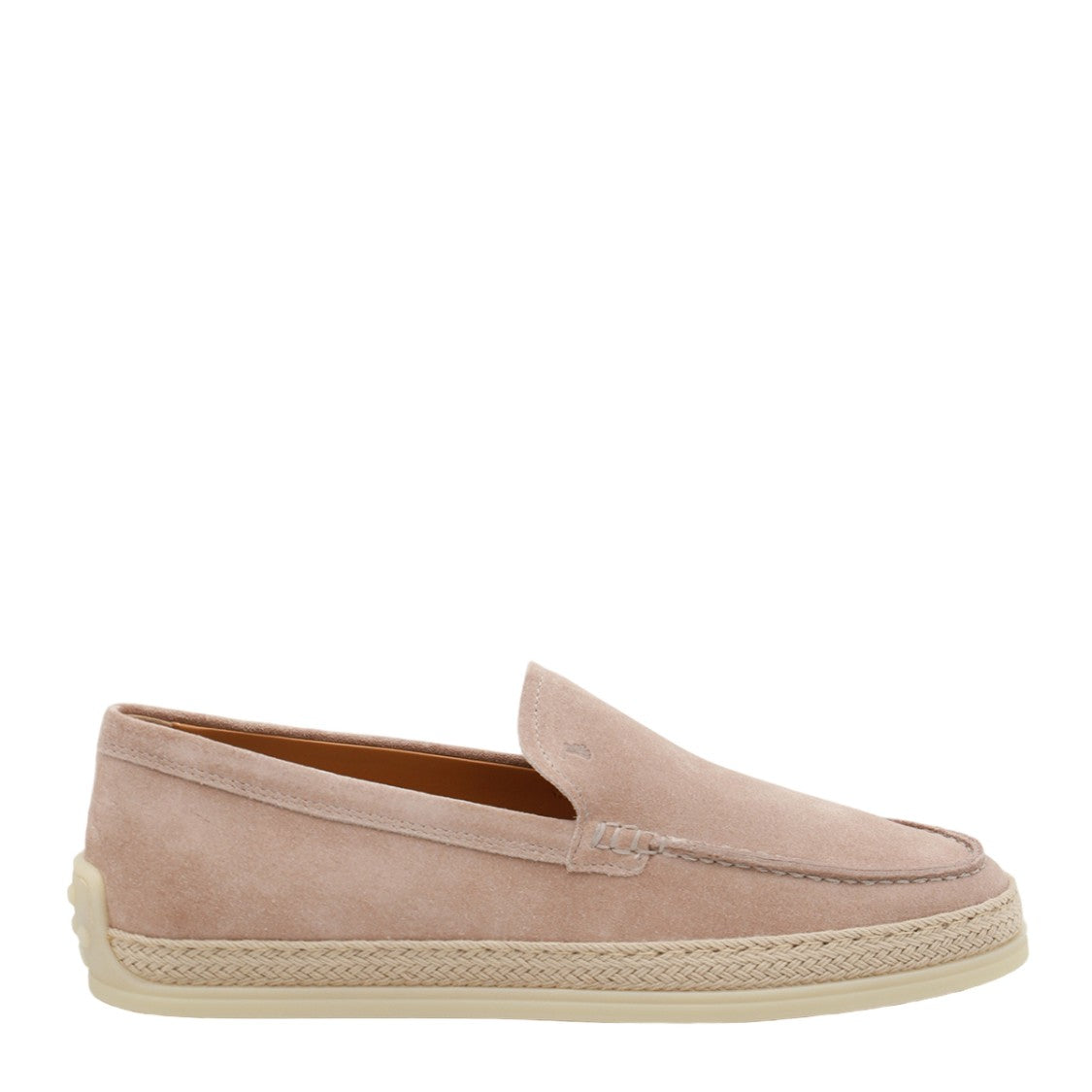 Tod's Blush Suede Slip-On Flats With Textured Edge