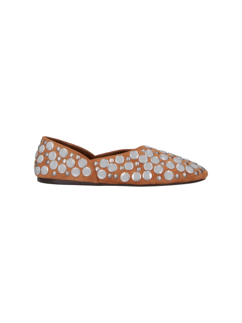 Khaite Brown Jane Studs Pointed-Toe Flats