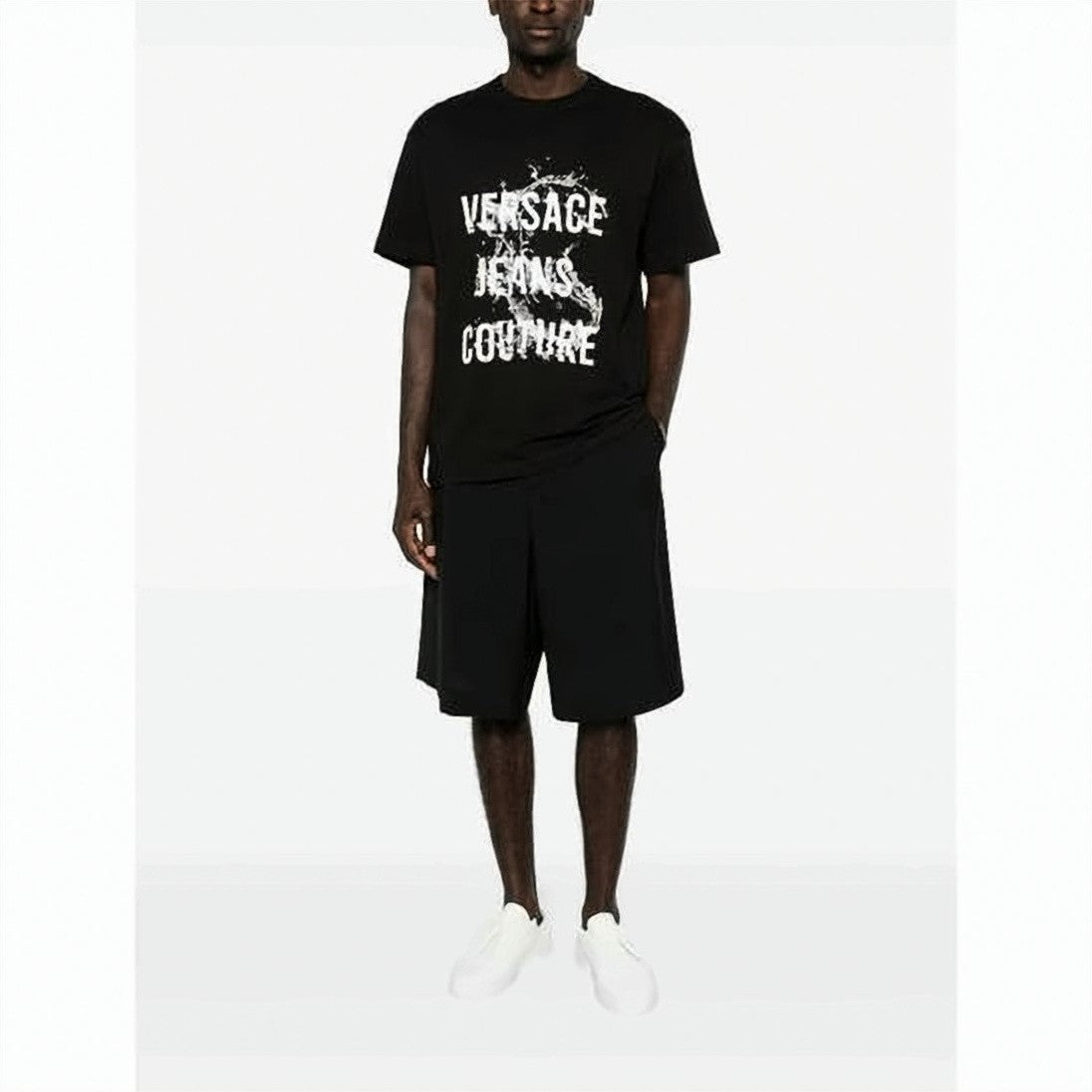 Versace Graphic Print Black Short-Sleeve T-Shirt