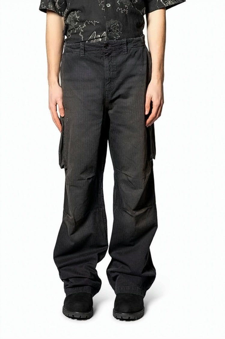 Our Legacy Cargo Pants With Wide-Leg Silhouette And Herringbone Texture