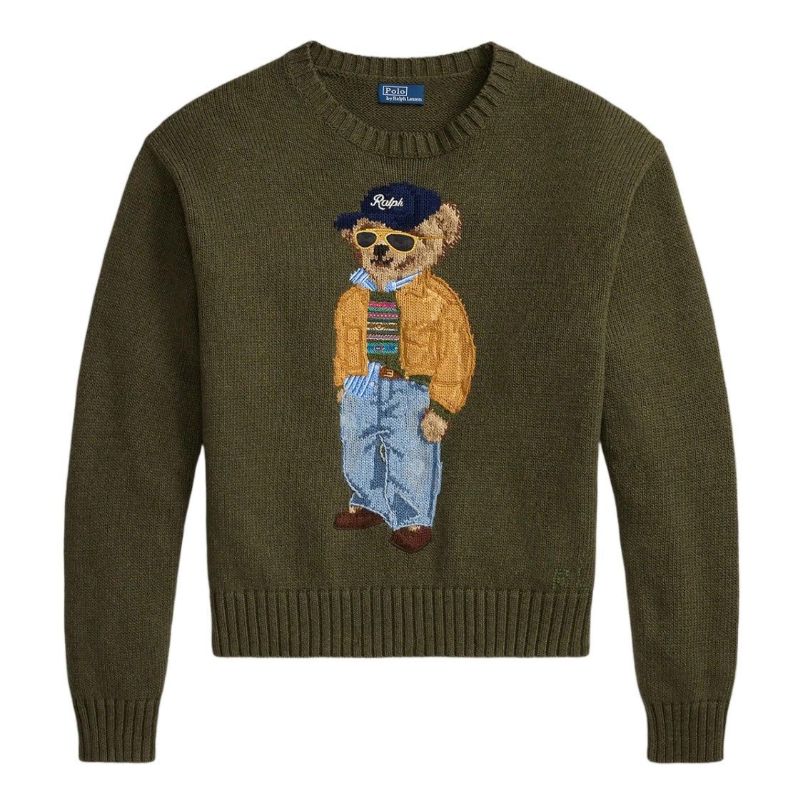 Polo Ralph Lauren Embroidered Bear Crewneck Wool Sweater