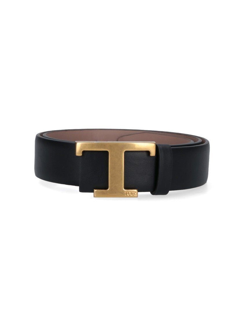 Tod's Reversible Calf Leather Belt With Gold-Tone Logo Buckle