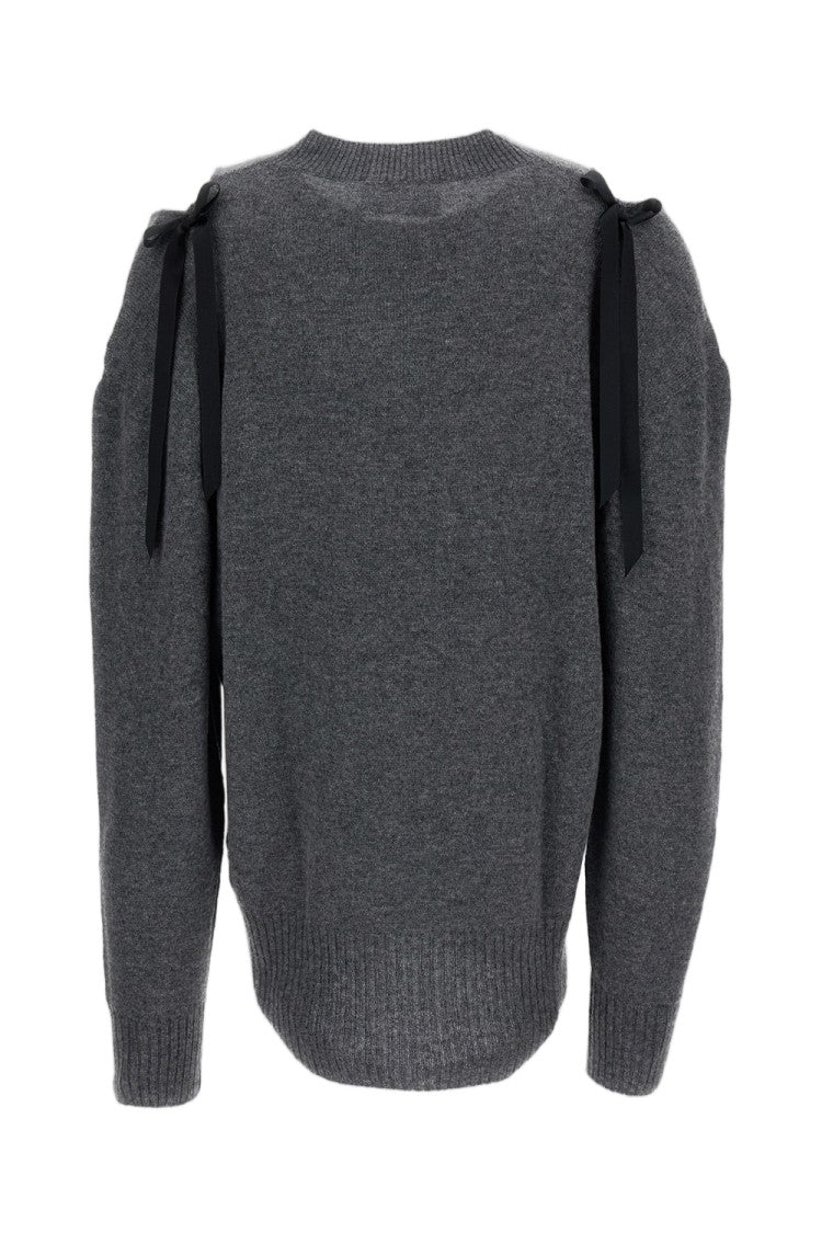 Simone Rocha Cashmere Knit Jumper With Bow-Embellished Cut-Out Shoulders