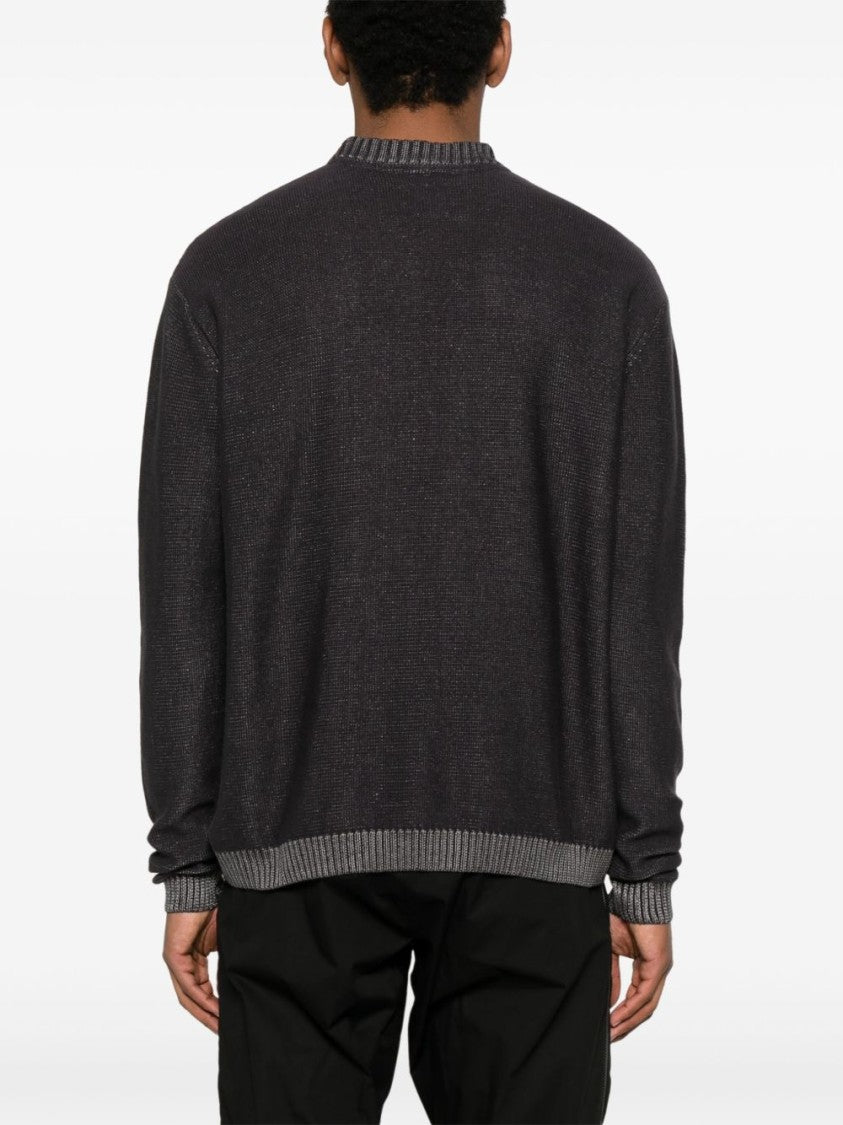 Gr10k Textured Dark Grey Crewneck Sweatshirt With Ribbed Details