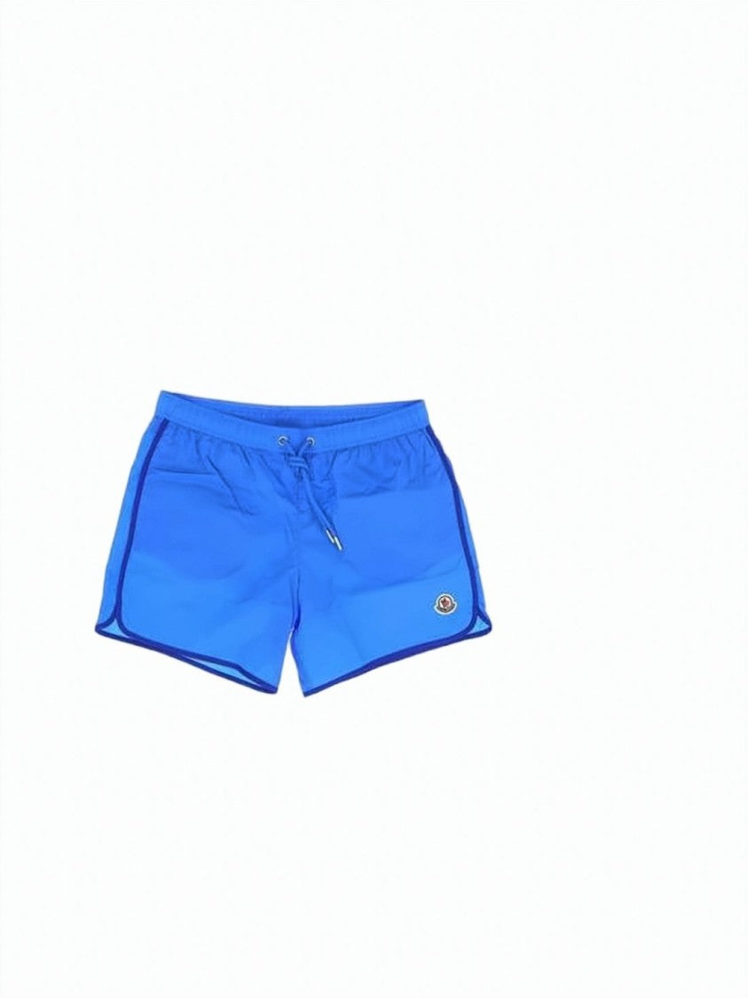Moncler Vibrant Blue Swim Shorts With Contrast Trim And Flap Pocket
