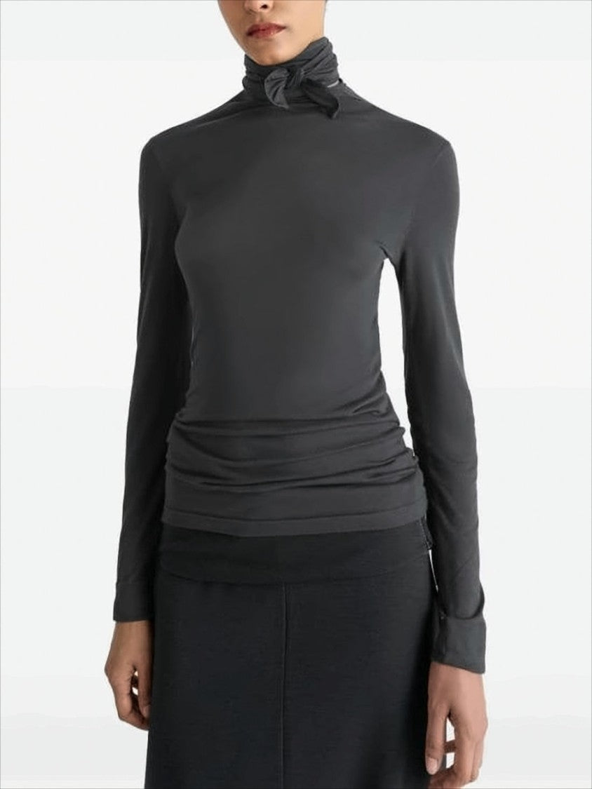 Lemaire Sculpted Grey Long-Sleeve Top With Knot Detail