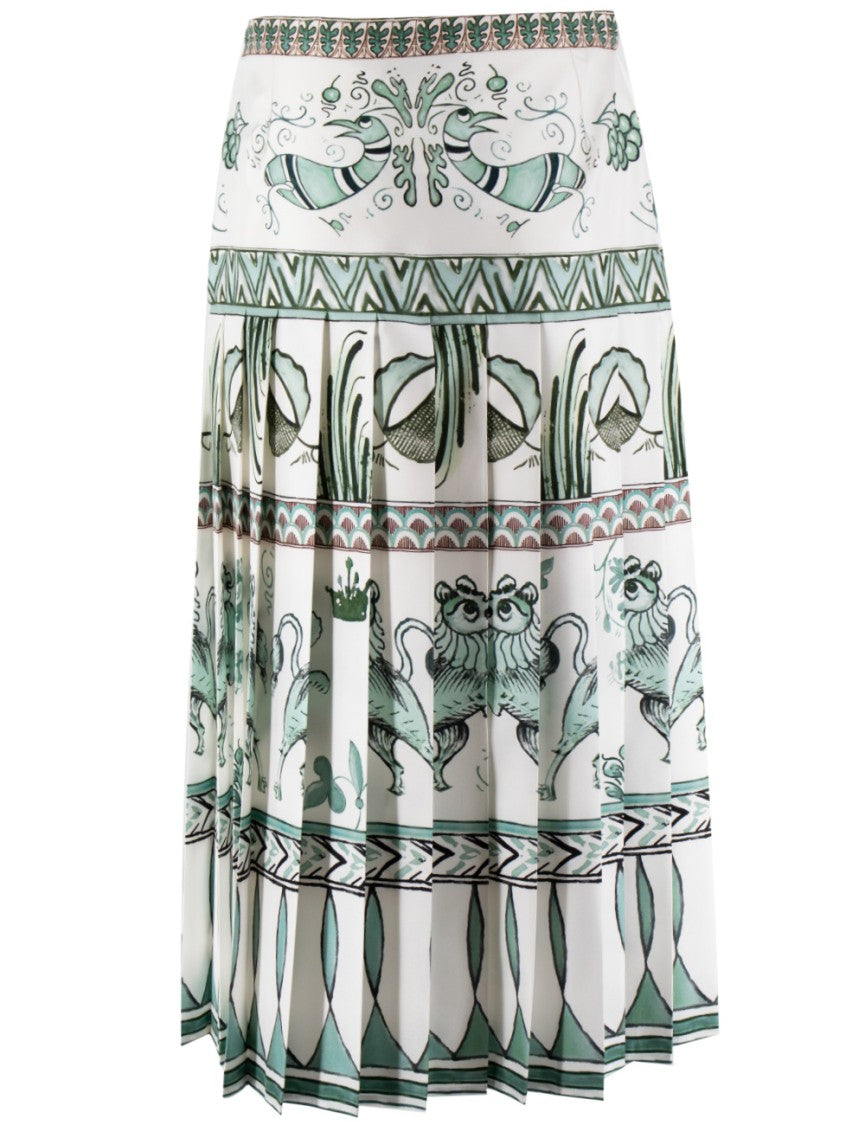 Fabiana Filippi Flared Picta-Print Silk Twill Skirt