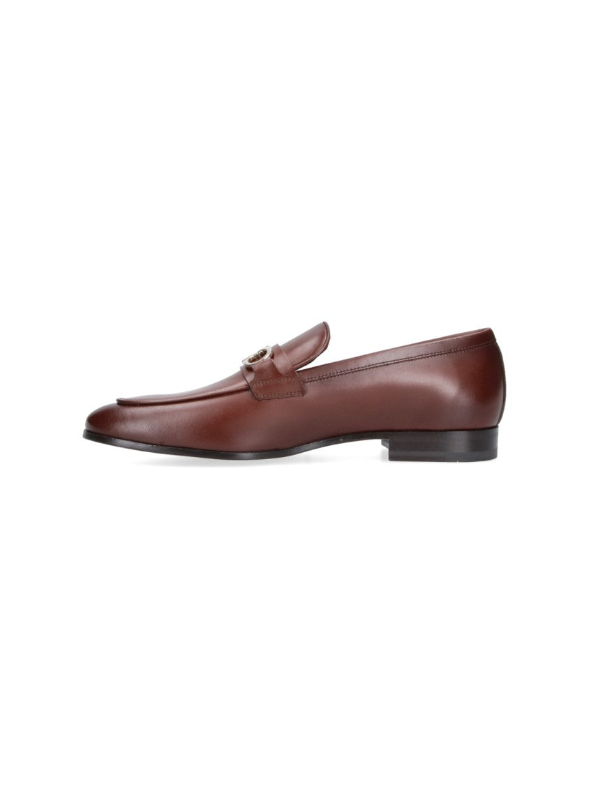 Ferragamo Brown Gancini Round Toe Loafers