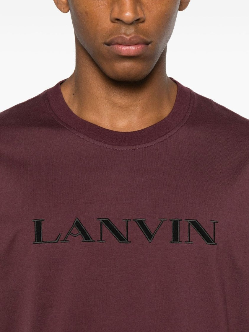 Lanvin Blue Deep Purple Embroidered Logo T-Shirt
