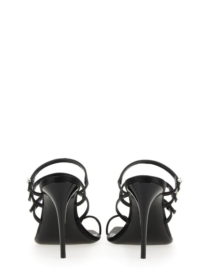 Saint Laurent High Stiletto Sandal With Metallic Letter Accents