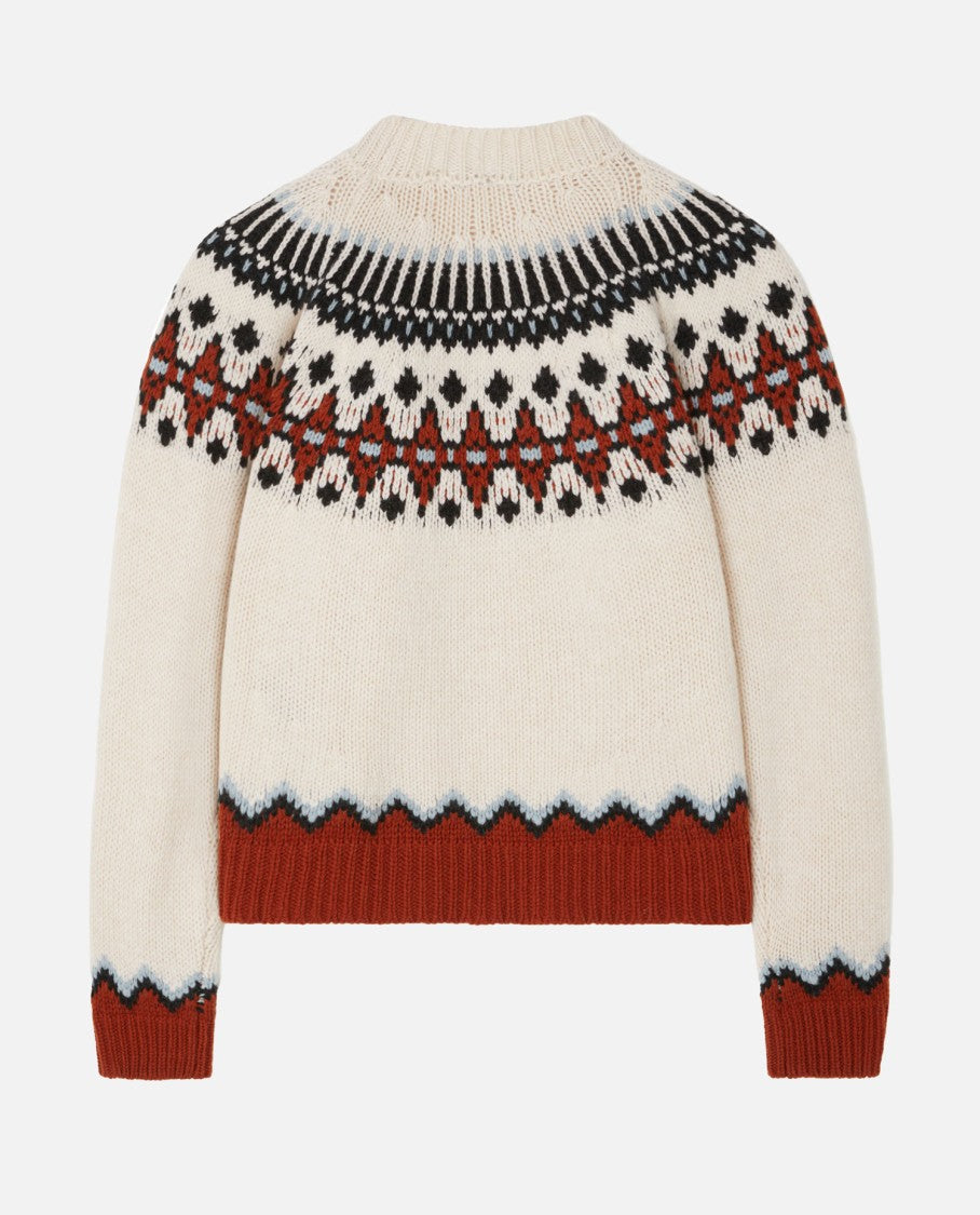 Alanui Wool Crewneck Sweater With Geometric Detail