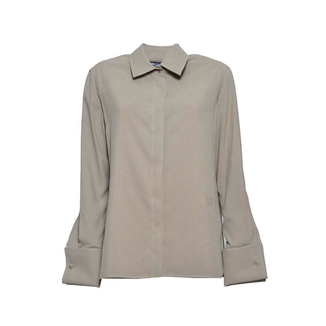 Max Mara Candia Classic Shirt In Dove Gray Silk Canvas