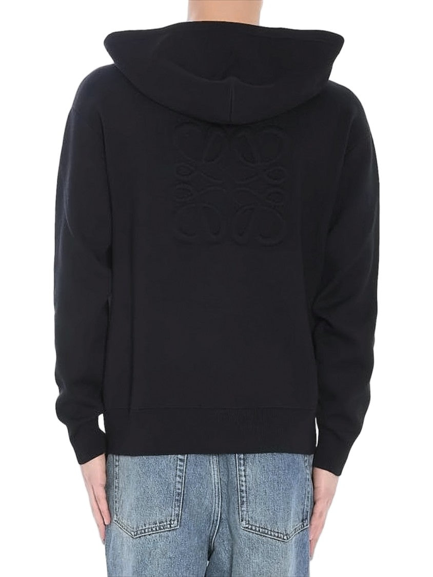 Loewe Black Wool Blend Zip-Up Hoodie