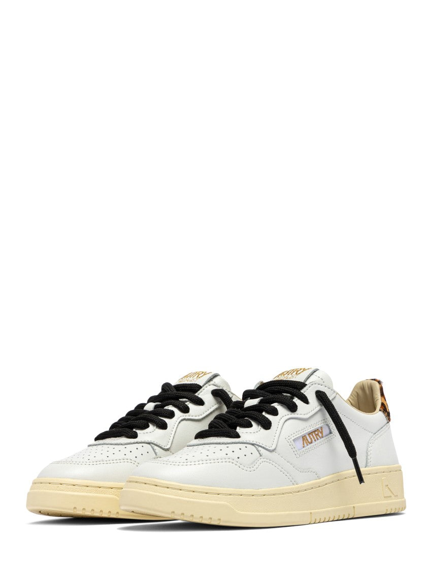 Autry Medalist Low-Top White/Leopard Pony Hair Leather Sneakers