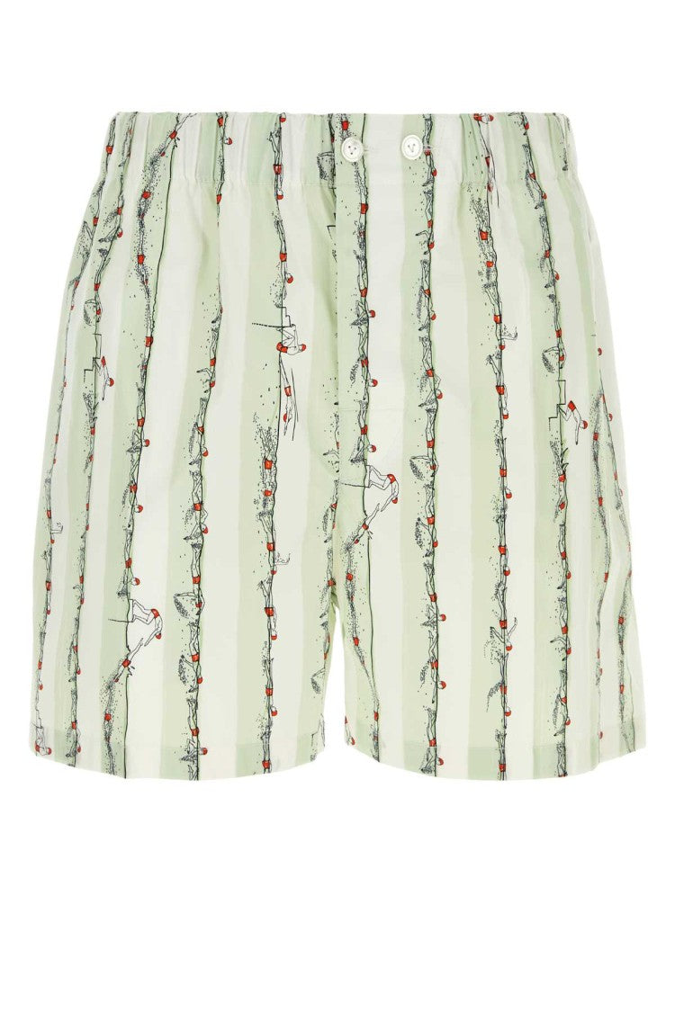 Bottega Veneta Printed Poplin Bermuda Shorts