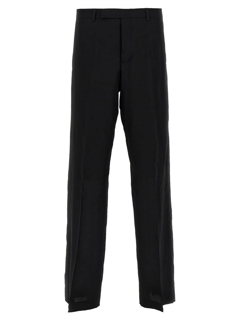 Rick Owens Wide-Leg Tailored Wool Pants With Pleat Detail