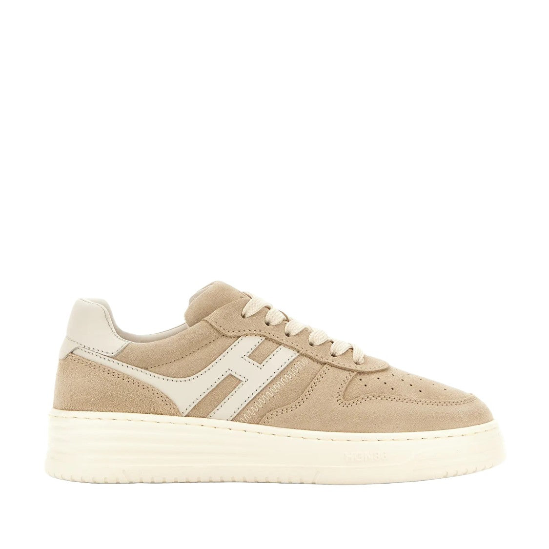 Hogan Beige Calfskin H630 Sneakers With Lace-Up Design