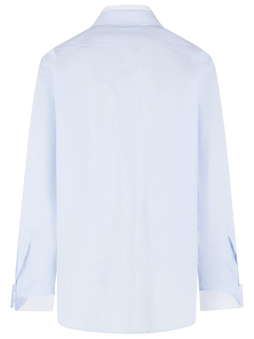 Acne Studios Light Blue Button-Up Shirt With Unique Layered Design