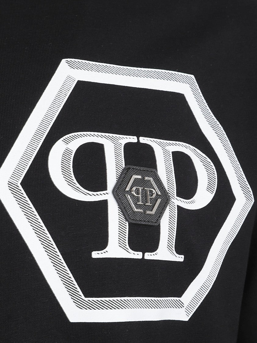 Philipp Plein Crew Neck T-Shirt With Iconic Hexagonal Logo