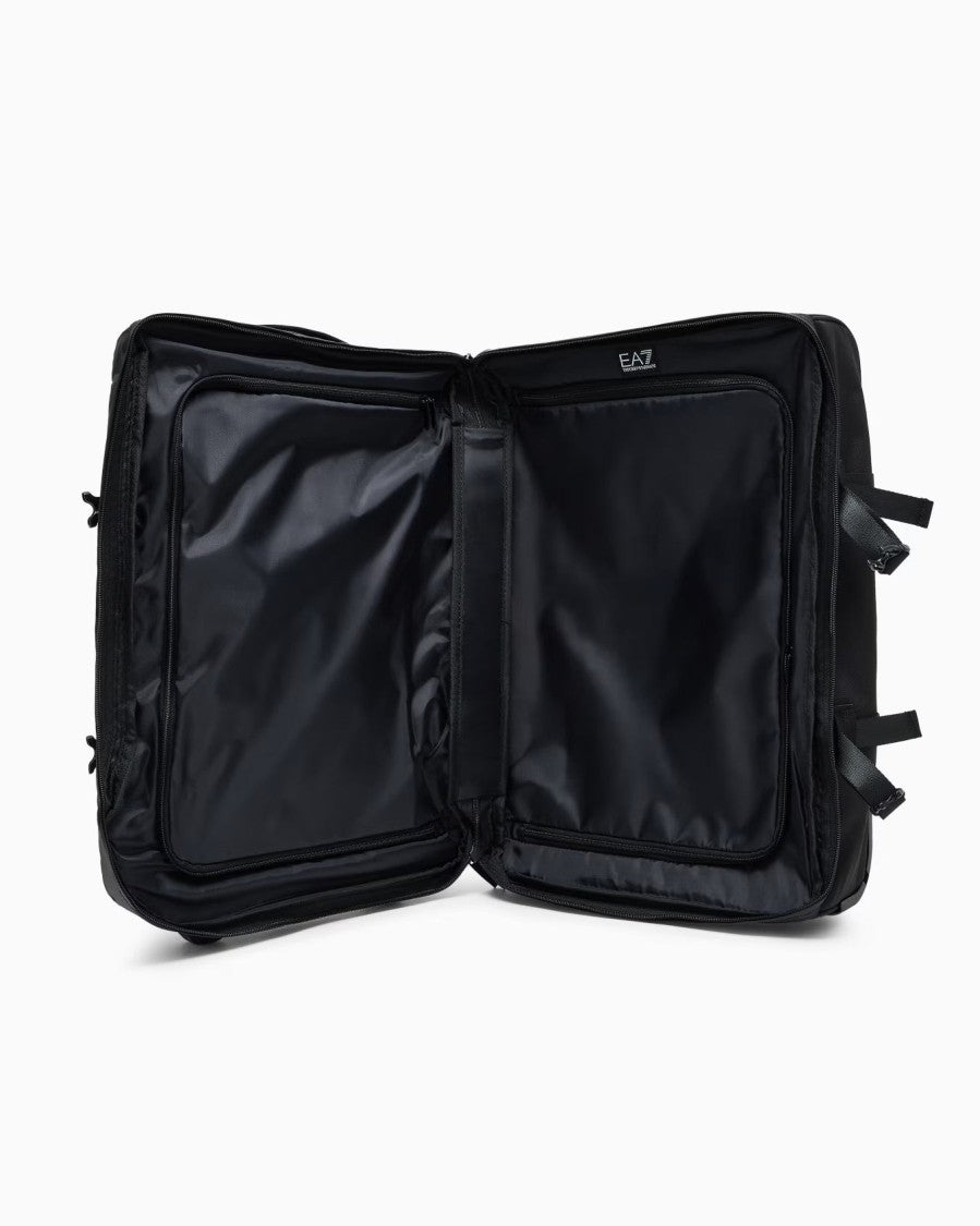 Ea7 Emporio Armani Black Polyestere Trolley With Extendable Handle And Internal Dividers