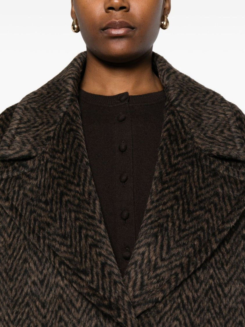 Dondup Tailored Brown Coat With Wide Lapel