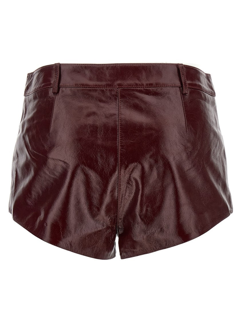 Self-Portrait Craqué Leather Shorts