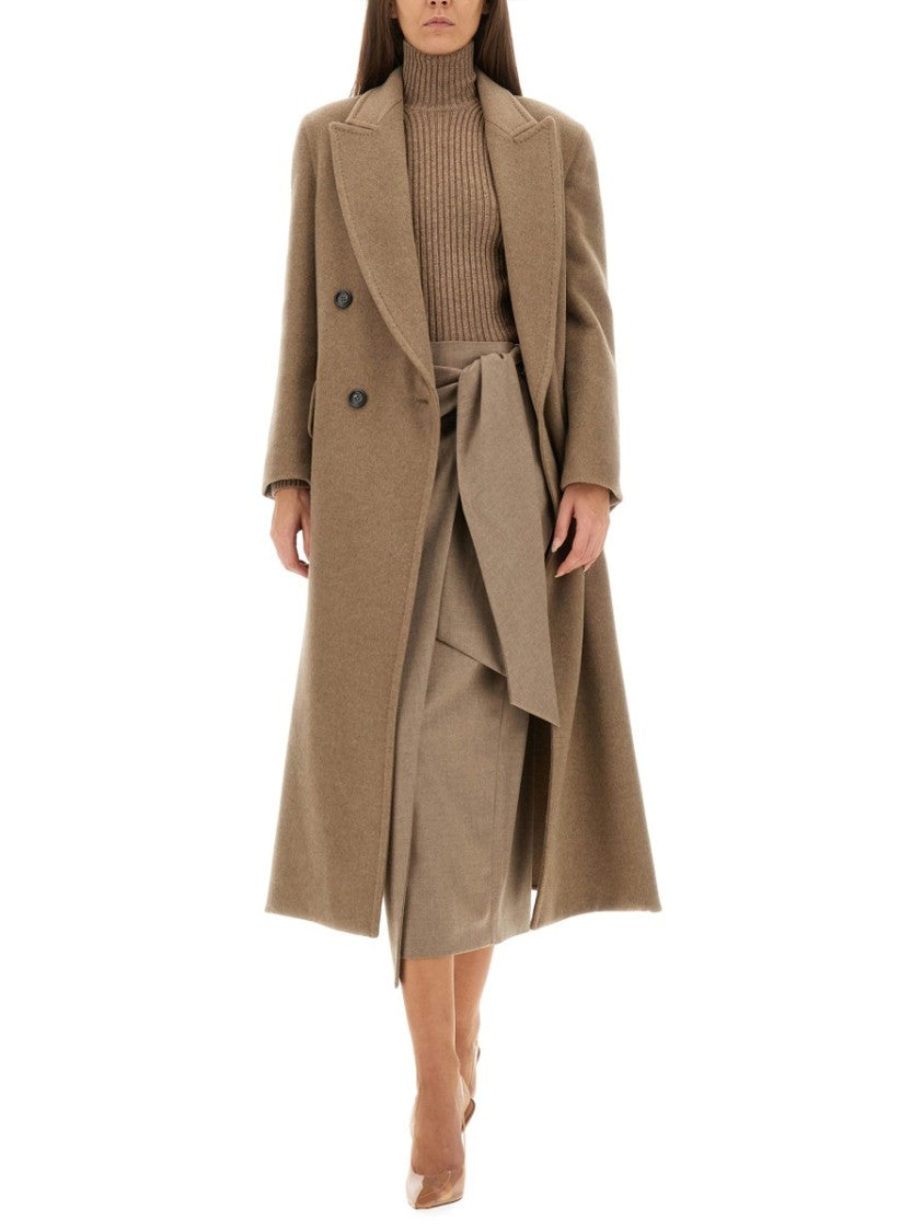 Max Mara Midi Wrap Skirt With Side Tie Detail In Cashmere Blend