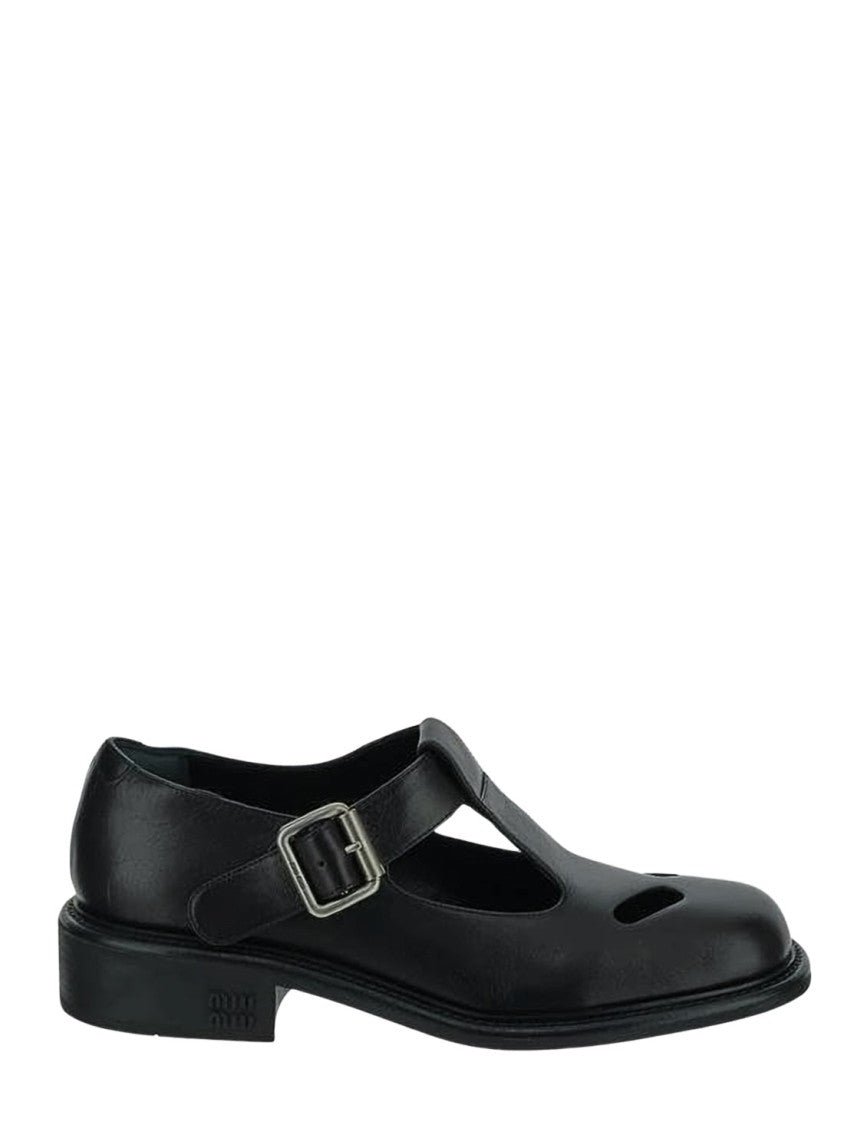 Miu Miu Buffalo Leather T-Strap Loafers