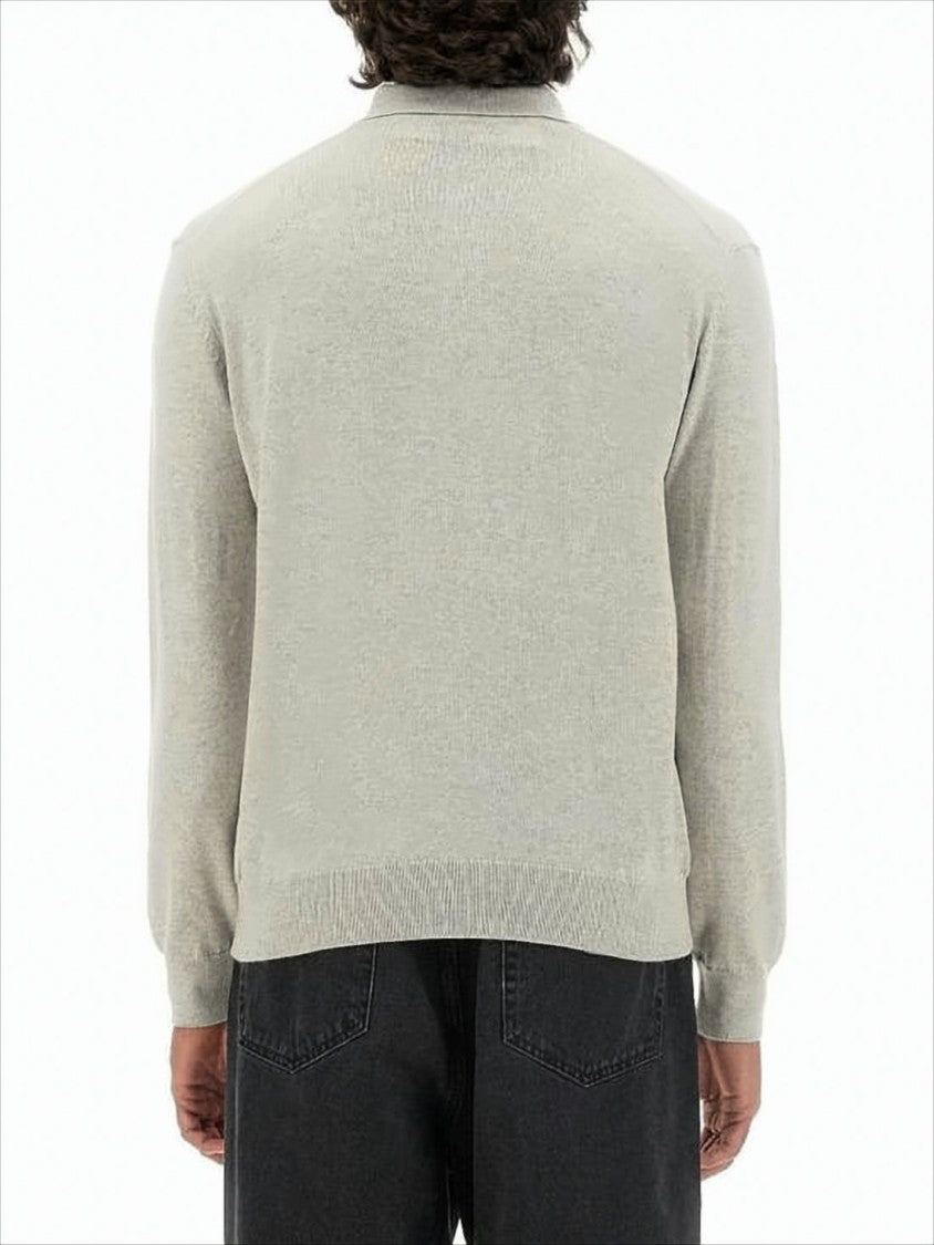 Maison Kitsuné Long-Sleeve Knit Polo Shirt With Classic Collar And Embroidered Logo