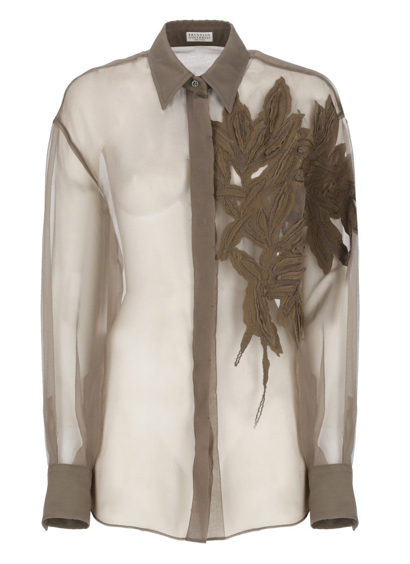 Brunello Cucinelli Brown Silk Shirt