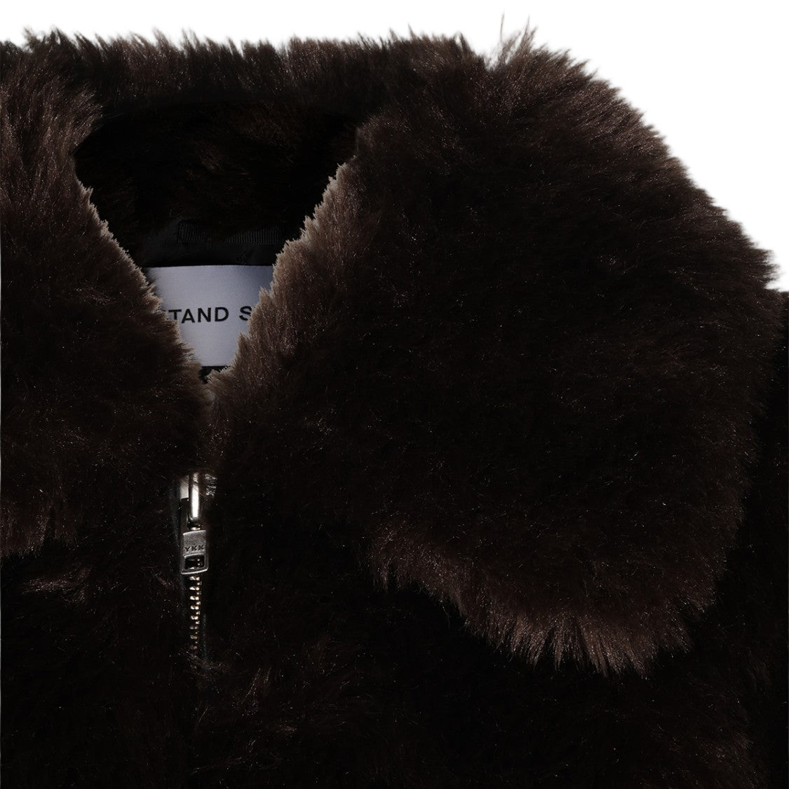 Stand Studio Cropped Wide Collar Faux Fur Coat