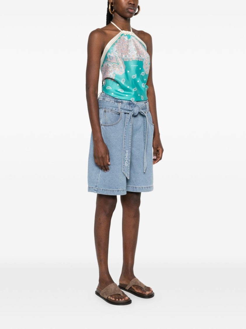 Pinko Paisley Print Halter Neck Top