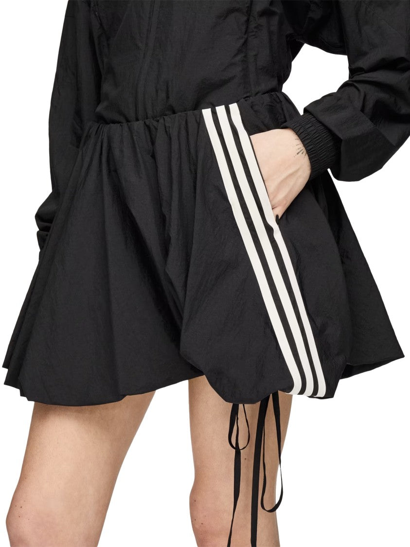 Y-3 Asymmetrical Layered Black Shorts With Contrasting Panel