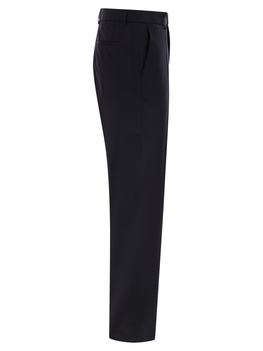Boss Slim Fit Trousers In Virgin Wool Serge