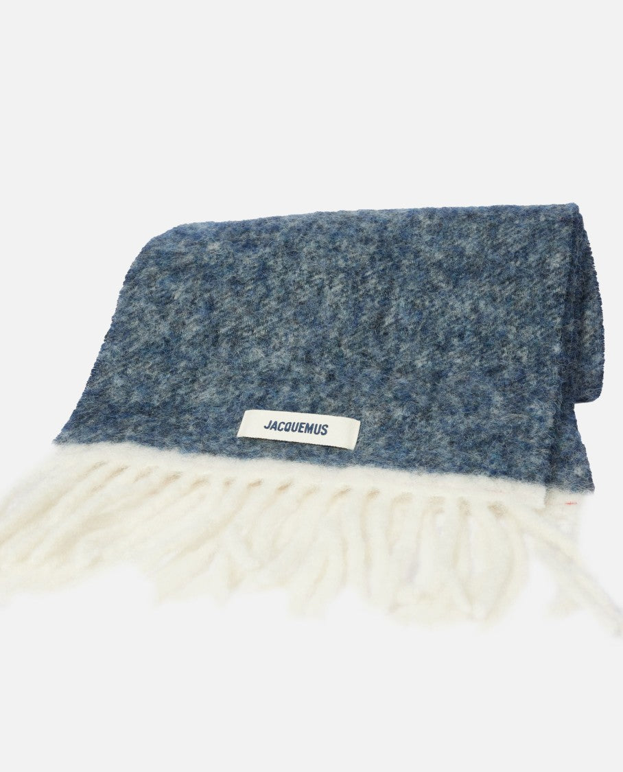 Jacquemus Multicolor Wool Blend Scarf With Fringe And Embroidered Logo