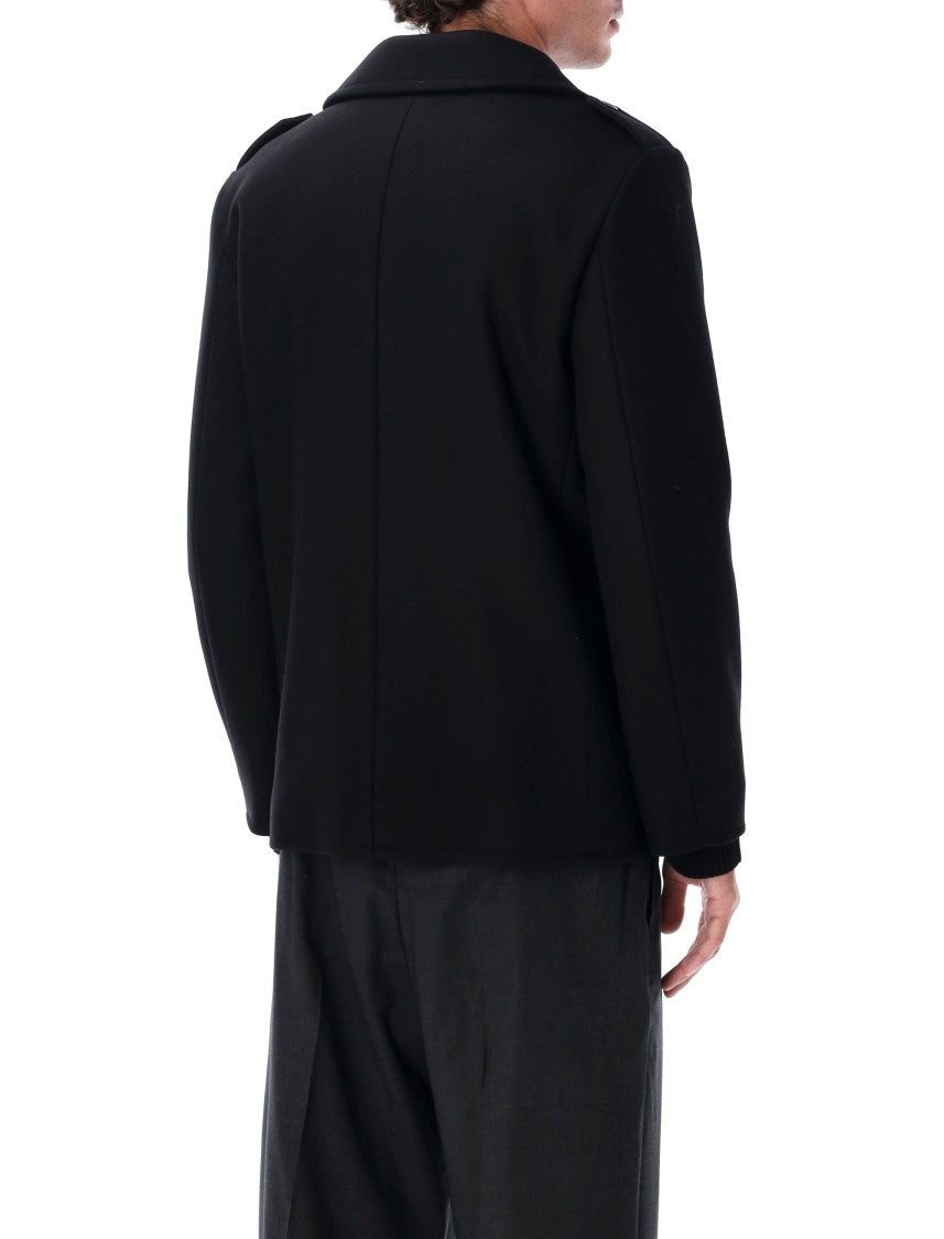 Saint Laurent Wool Peacoat With Epaulettes