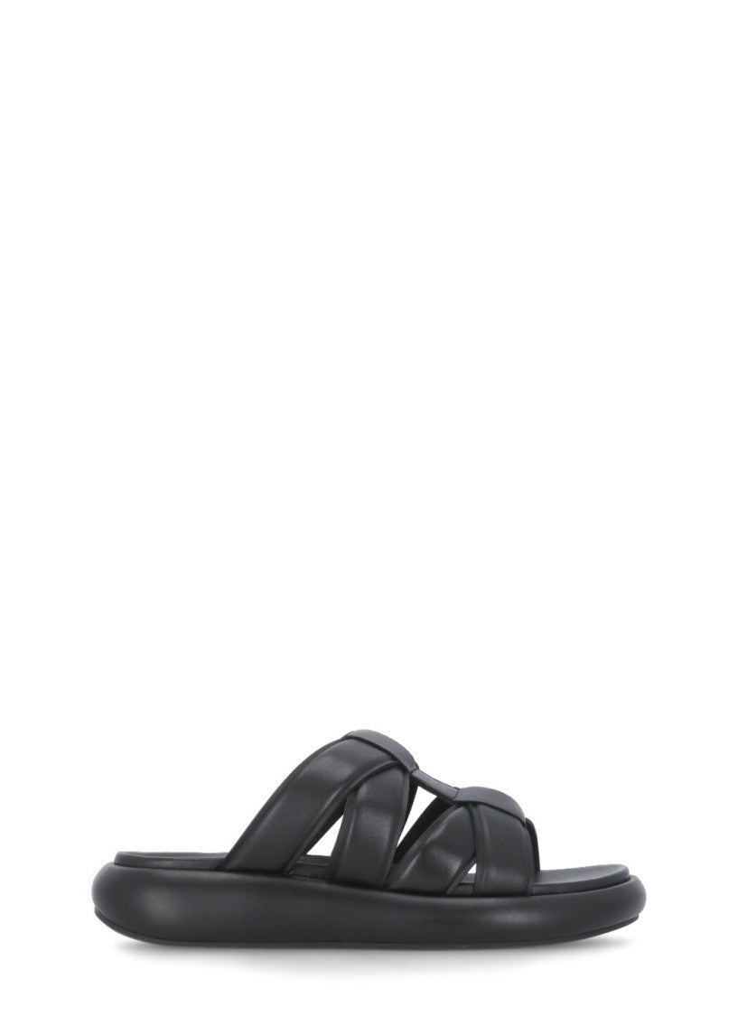 Ash Black Leather Vip Bis Sandals