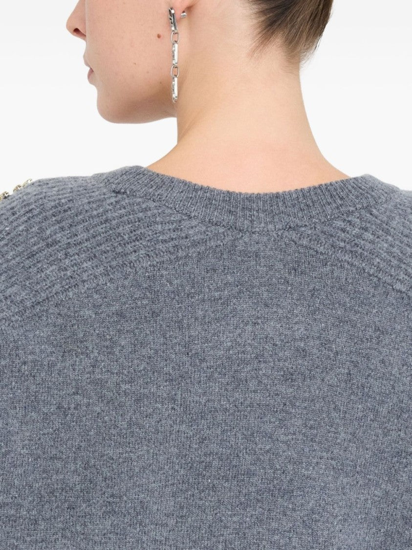 Liu Jo Wool Sweater With Decorative Golden Embellishments