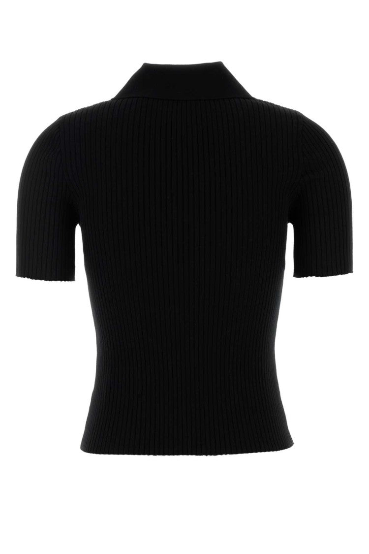 Courrèges Black Viscose Blend Polo Shirt
